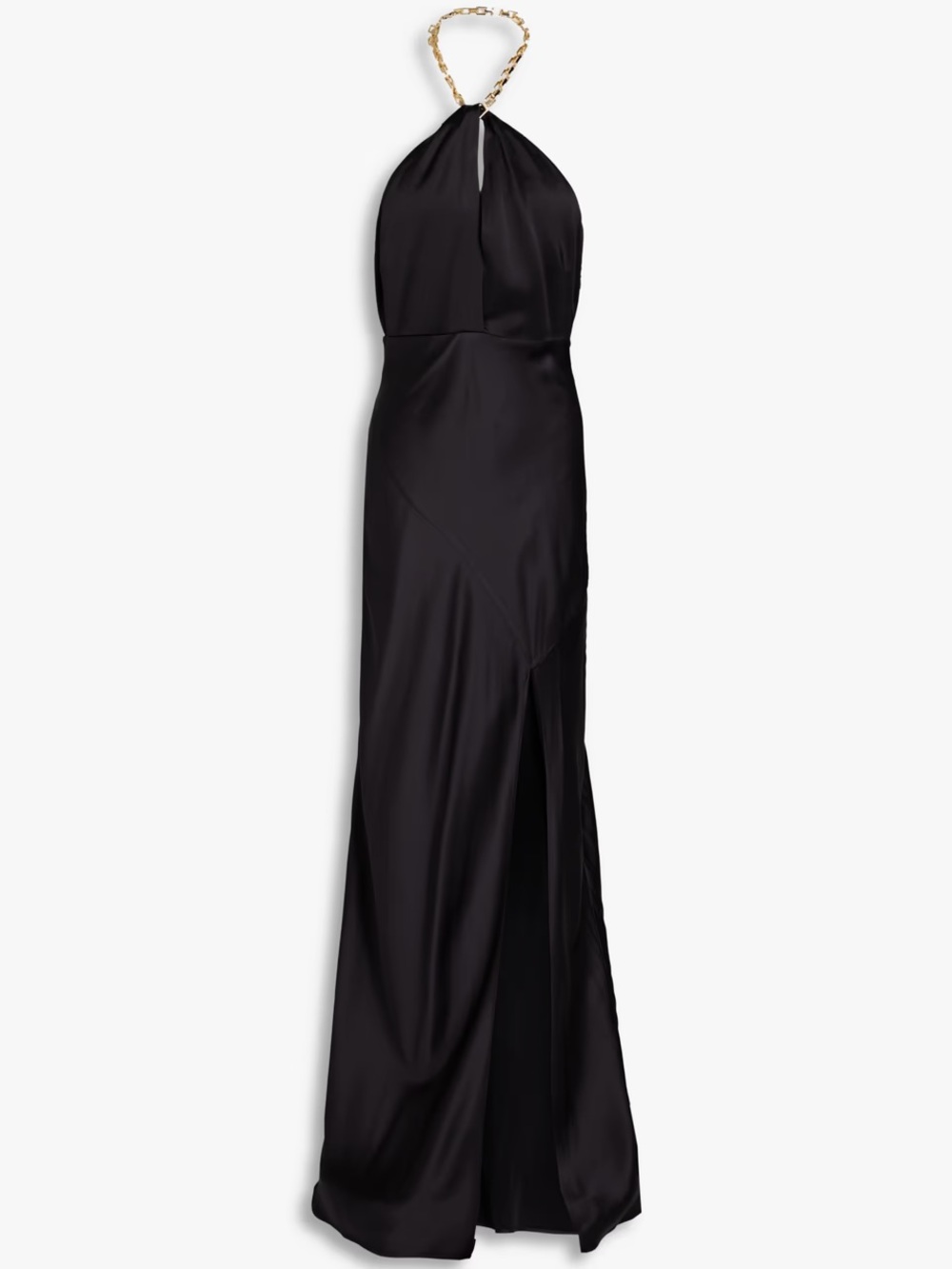 NICHOLAS Black Halter Maxi Dress with Gold Chain